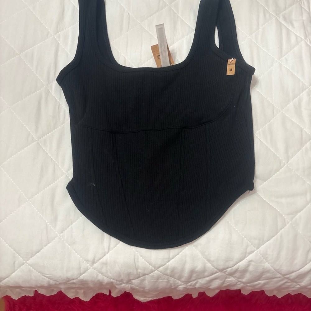 PINK Victoria's Secret Black Ribbed Tank Top